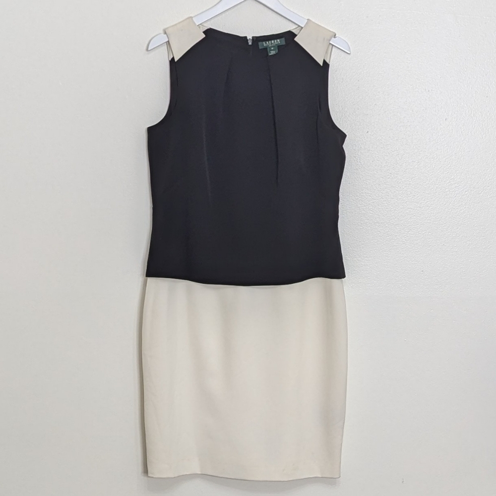 Lauren Ralph Lauren Dress 14 Color Block Black And White
